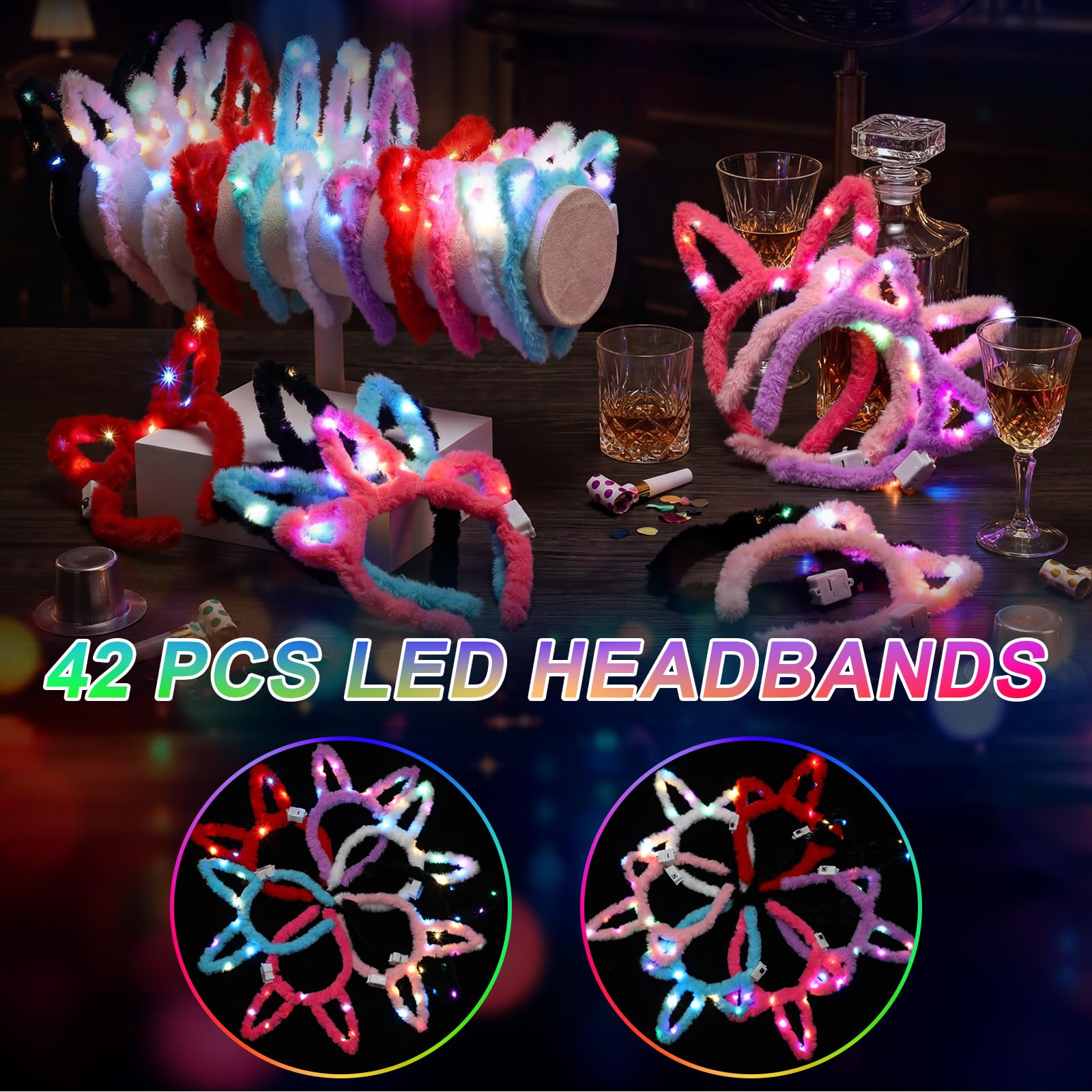 Giegxin LED Glow-in-the-Dark Headband Set, Luminous Party Accessory