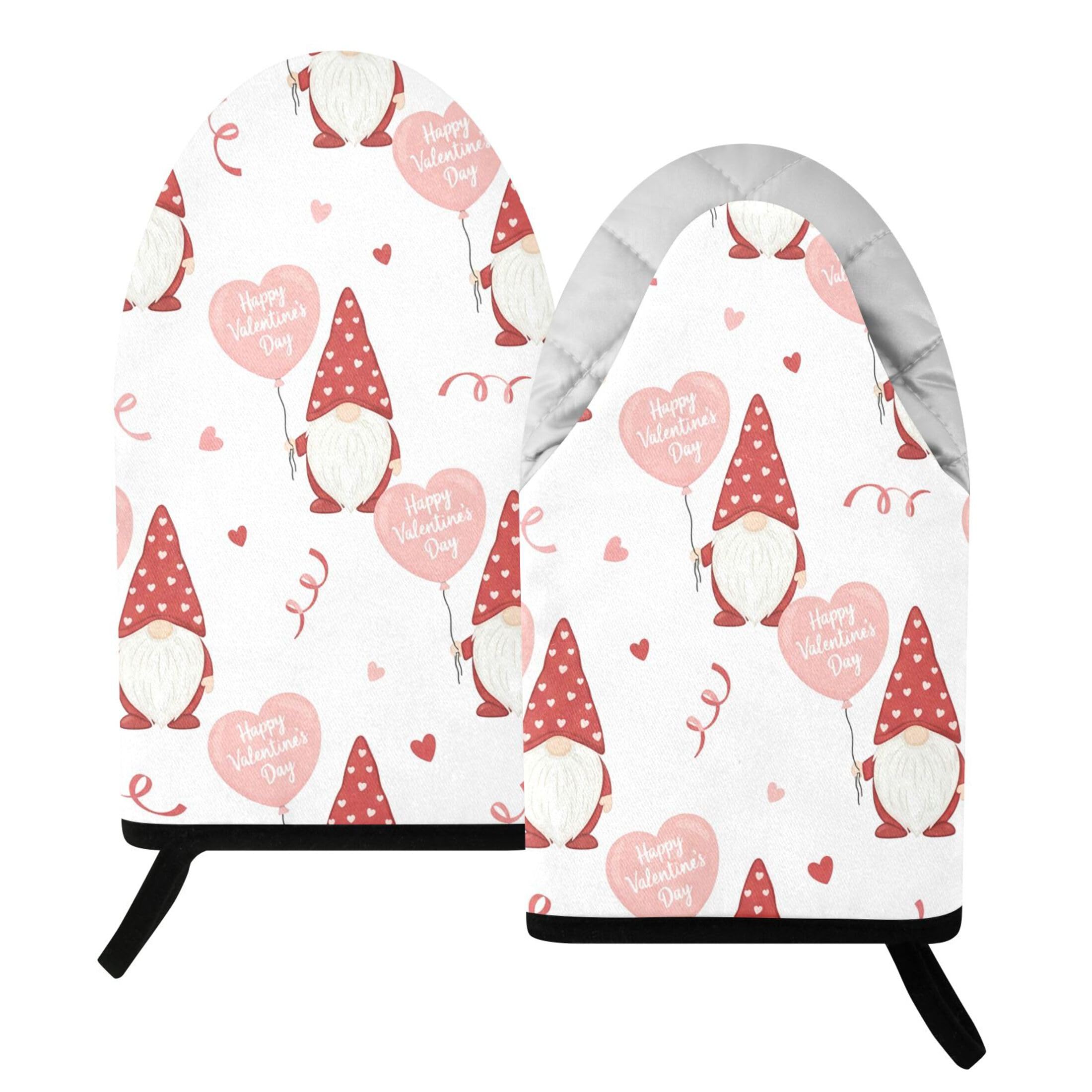 Kutsu Gnomes Oven Mitts for Kitchen, Heat Resistant Cotton Oven Gloves for BBQ Baking Cooking, Breathable Kitchen Essentials, 2 pcs