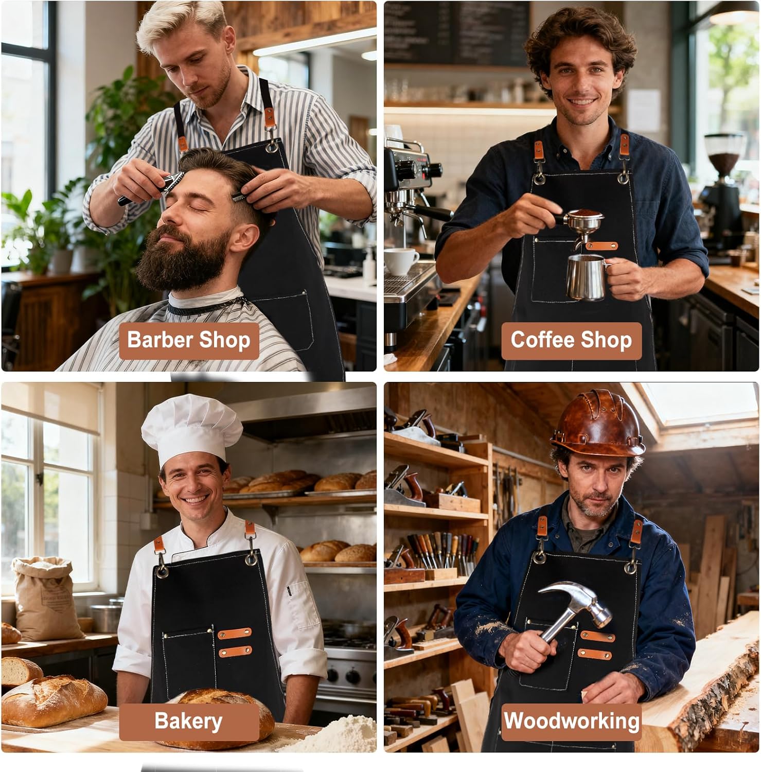 Multi-functional Men's Tool Apron, Multi-pocket Canvas Apron, Welding, Woodworking Work Apron, Thickened, Adjustable - Image 7