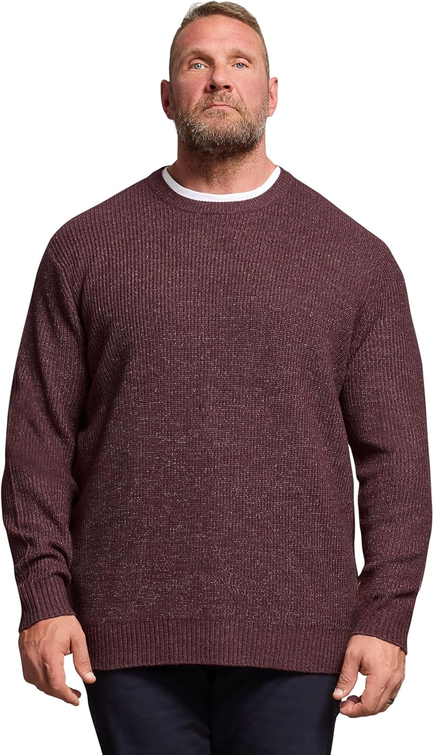 BadRhino Big & Tall Men’s Crew Neck Knitted Sweater Pullover Burgundy