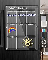 Vista 1 de Calendario acrílico magnético transparente para refrigerador, calendario magnético reutilizable para nevera, pizarra de borrado en seco, tablero