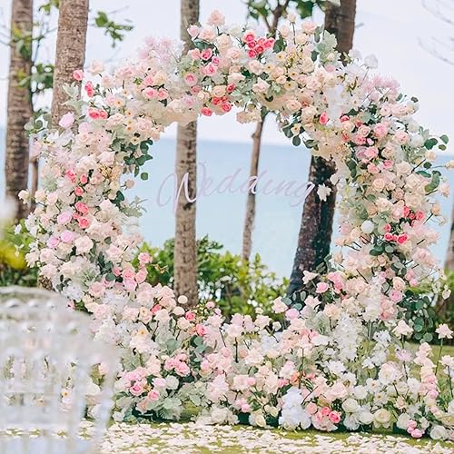Miniatura 8 de Wokceer Soporte de telón de fondo redondo de 5 pies, marco de arco de globos, soporte de telón de fondo redondo dorado para boda, fiesta de