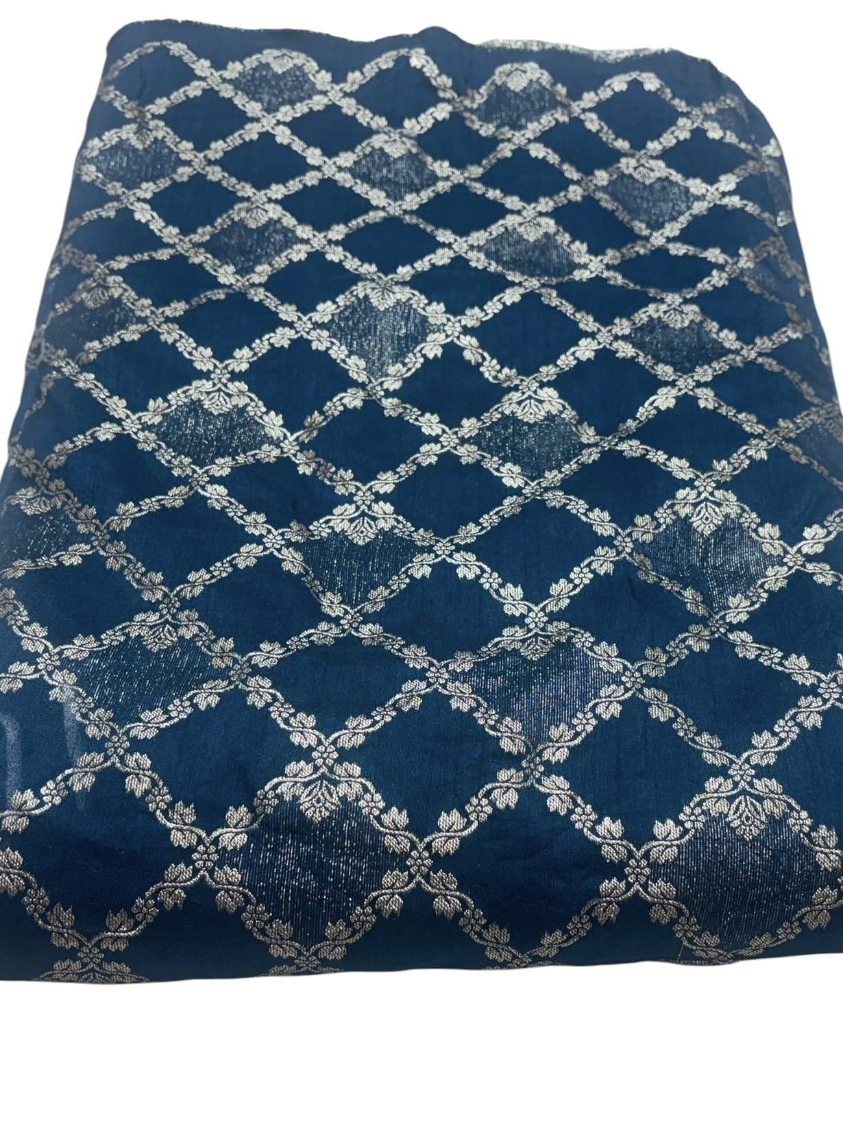 banarsi fabric | beautiful banarasi-inspired design with rich ethnic look. tel blue colour 1 meter