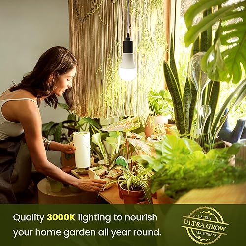 Miniatura 2 de Bombillas de cultivo equivalentes a 100 W, espectro completo, bombillas LED A19 de 9 W para crecimiento, base E26 de 3000 K, luz de cultivo para