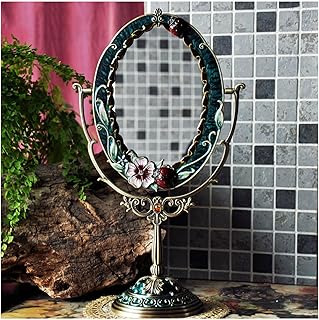 HMLTD Espejo de maquillaje de metal ovalado, ...