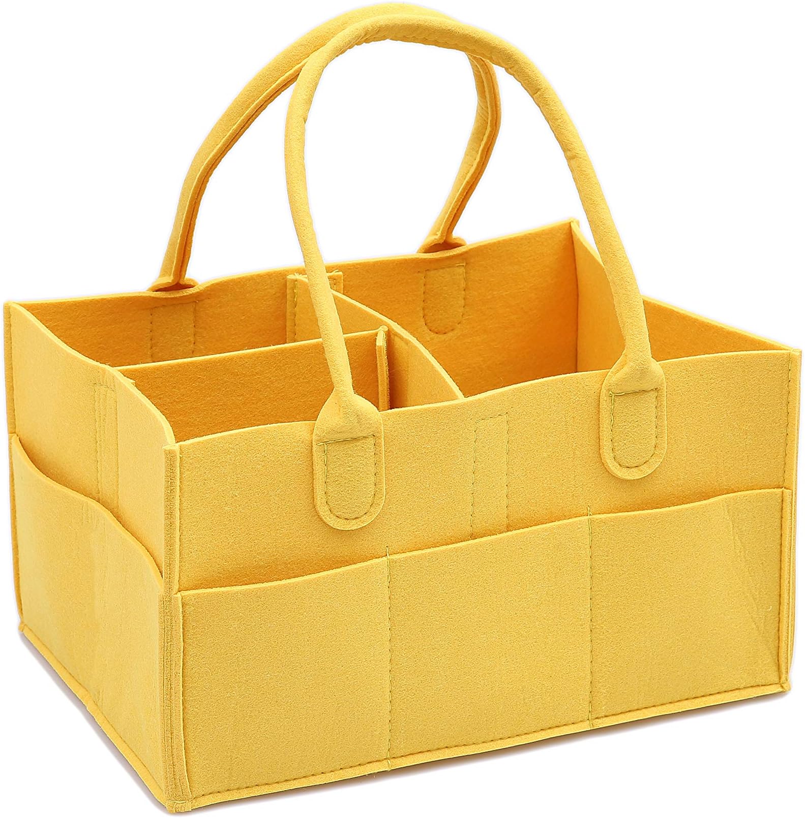 Runsabay 8 Section Baby Wipes Bag Diaper Caddy Organizer Tote with Changeable Compartments Nursery Storage Bin Basket for Mom Newborn Kids Nappies(Yellow)