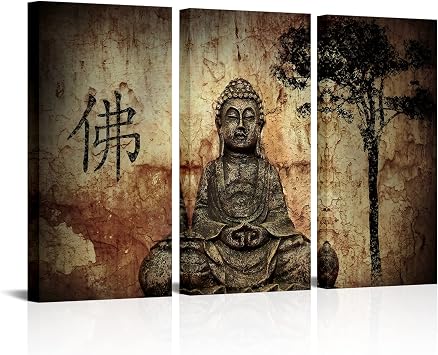 Visual Art Decor Buddhist Love 3pcs Framed and Ready Wall Hang Buddha Canvas Prints Home Decor Paintings