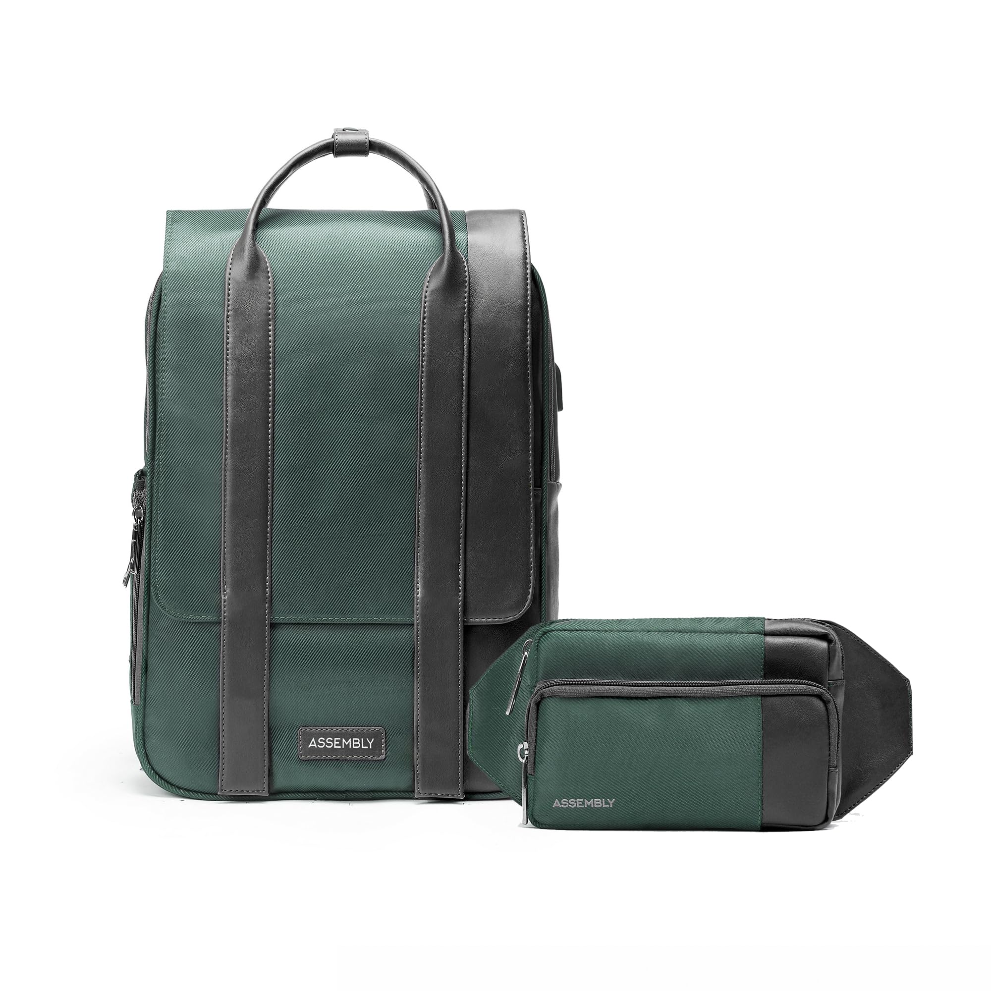 The Assembly Travel Backpack With Laptop Compartment & Organiser Pockets | Unisex 15.6 Inches Laptop Backpack With Usb Charging With Waist Bag (Green)- Metro Mod (B0CLY3Y18H) Amazon Price History, Amazon Price Tracker