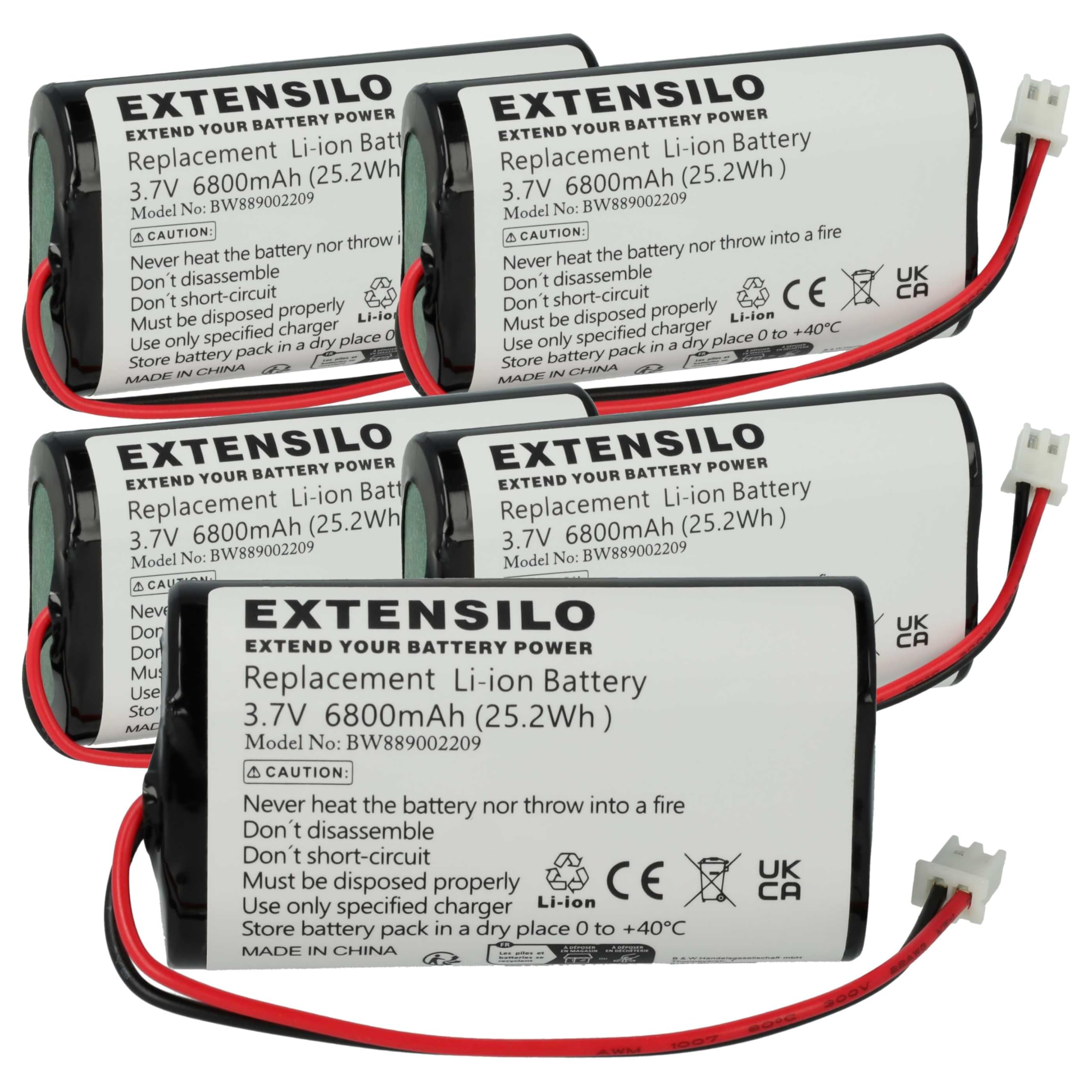 5X Batterie Compatible avec Zafferano Poldina Pro Mini Lampe de Chevet, de Salon (6800mAh, 3,7V, Li-ION)
