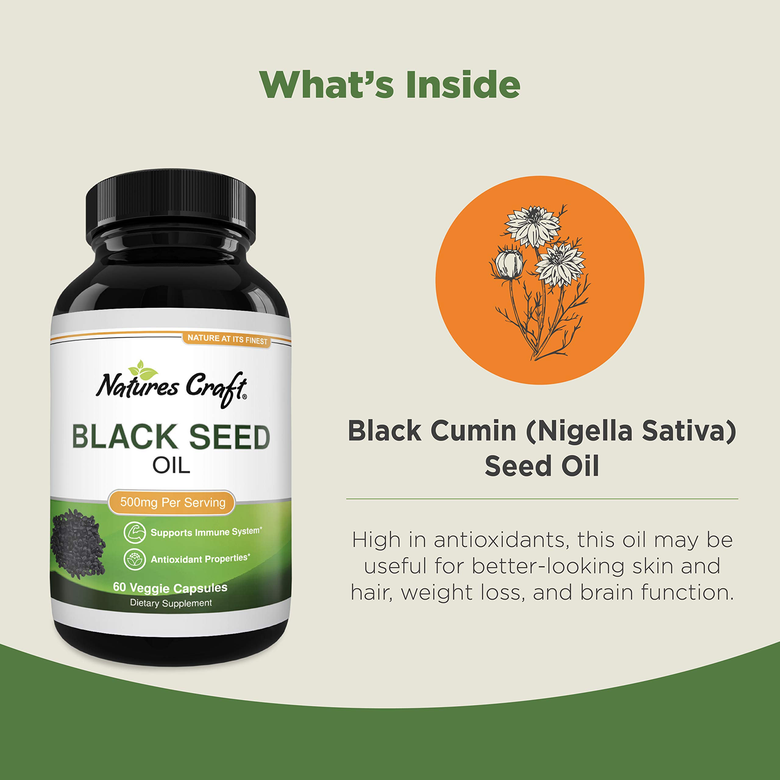 Black Cumin Seed Oil Capsules Nigella Sativa Focus Supplement and
