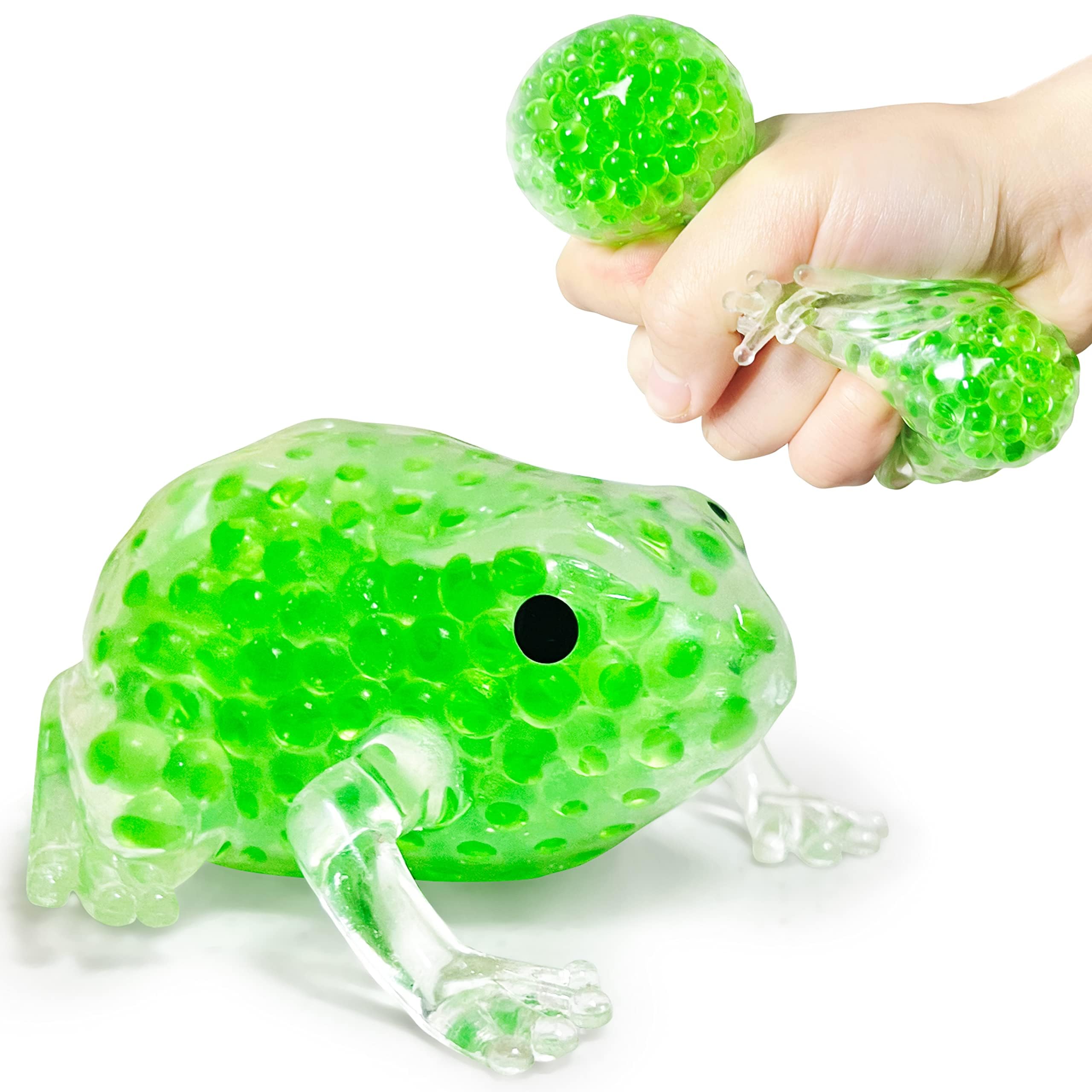 Frog Stress Relief Ball, Squishy Animal Dough Ball for Adults Kids, Stretch Pull Sensory Fidget Toy, Squeeze Ball for Anxiety, Vase Filler Home Decoration Party Favors （Random color）