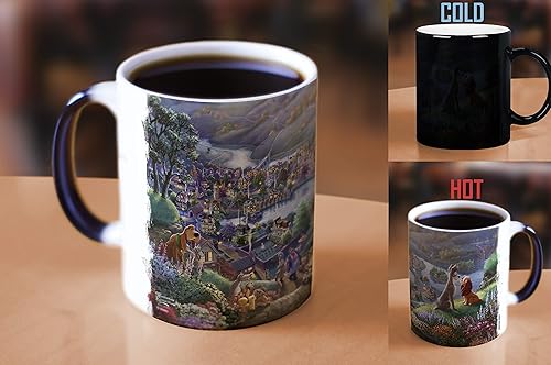Miniatura 3 de Morphing Mugs Disney Lady and the Tramp Tony, Dogs and Friends Thomas Kinkade Una taza de cerámica sensible al calor que cambia de color de 11
