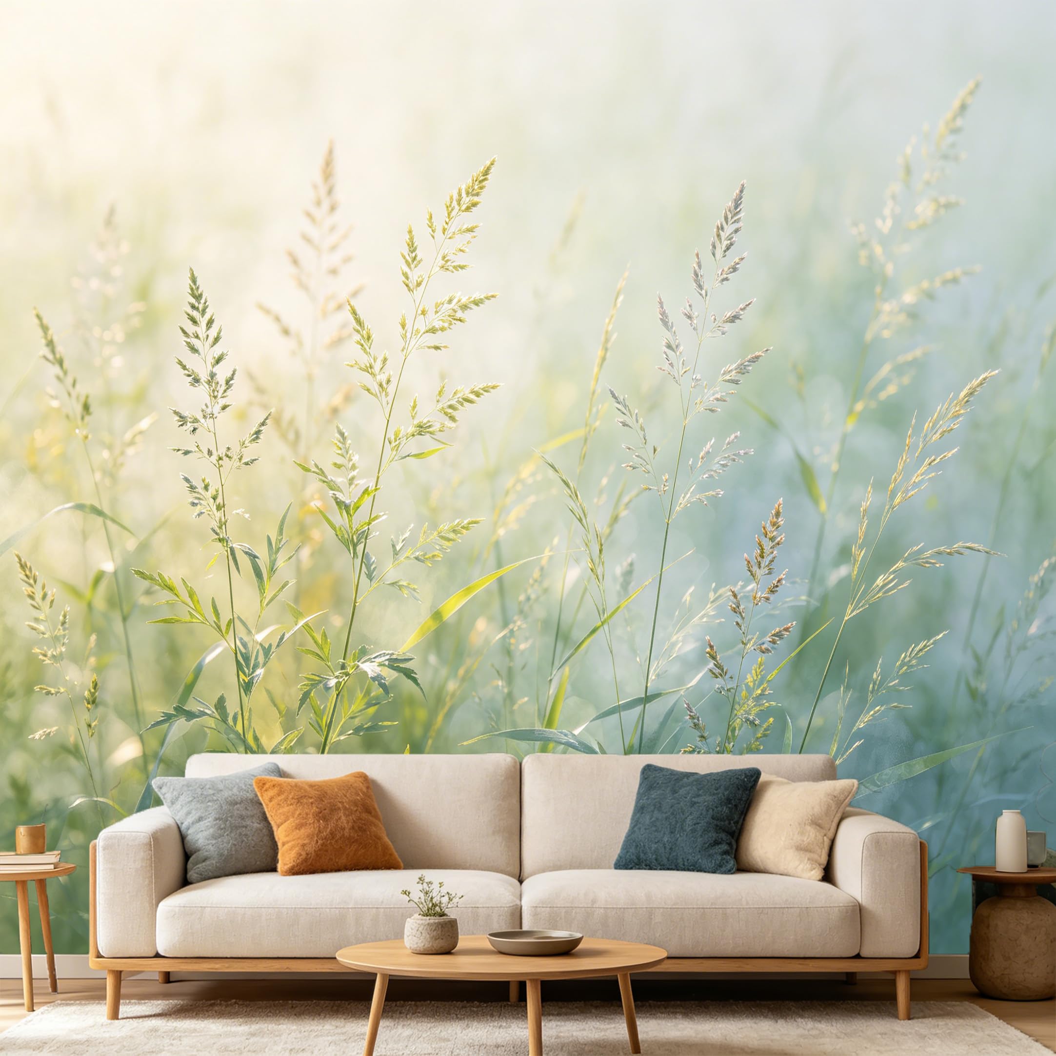 Custom Size Wall Mural Botanical Morning Meadow Sunbeam Soft Focus SelfAdhesive Art Prints wall Fabric (No PVC) Removable Wallpaper Home Bedroom Decor