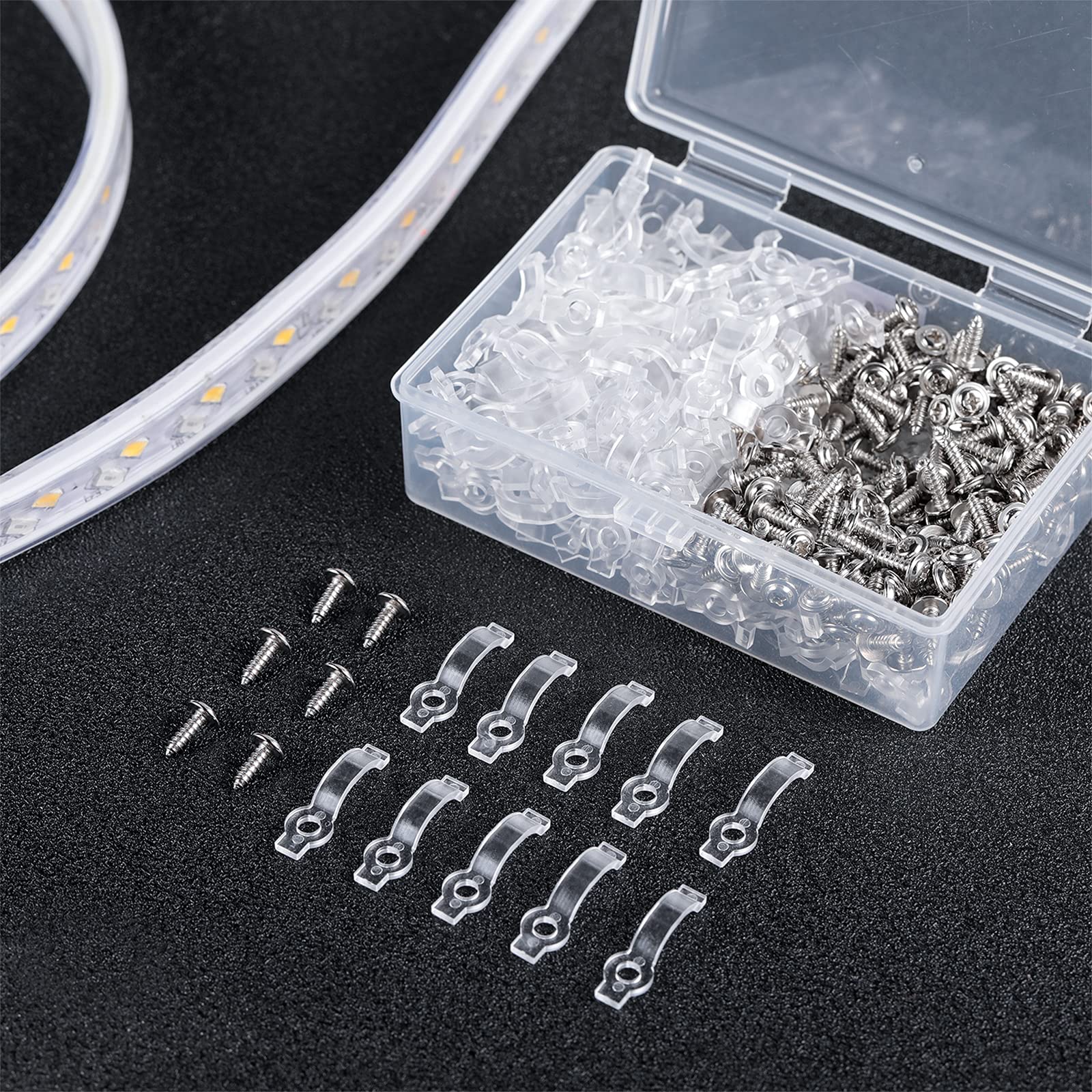 Boao 100 Pack LED Strip Light Mounting Clips Brackets Fixing Clips One Side — Amazon image 5