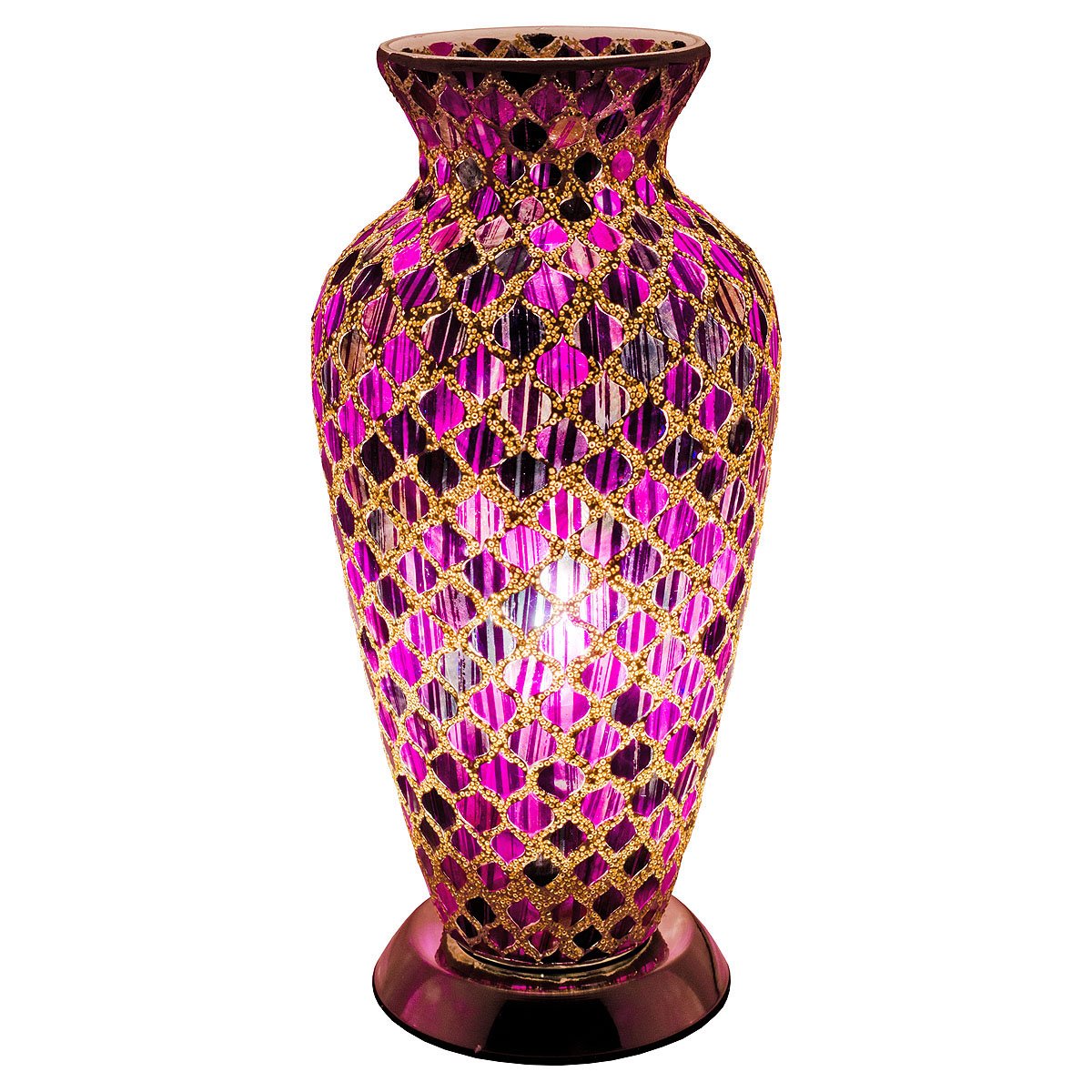 Febland 28 Cm Mosaic Glass Egg Lamp, Purple Tile,