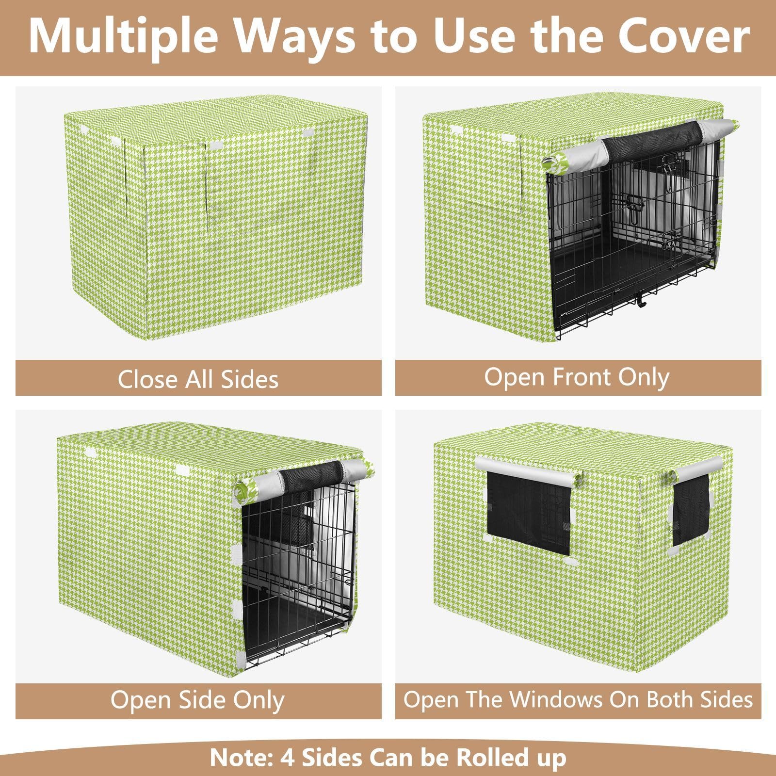Copertura per gabbie per cani, motivo pied de poule, 91 cm, colore: verde