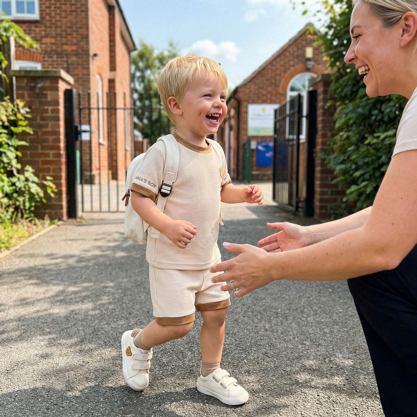 Carolilly Tenue Ourson Bébé Garçon Été, T-Shirt à Manches Courtes et Short ou Body, avec Motif Ours, Beige et Marron