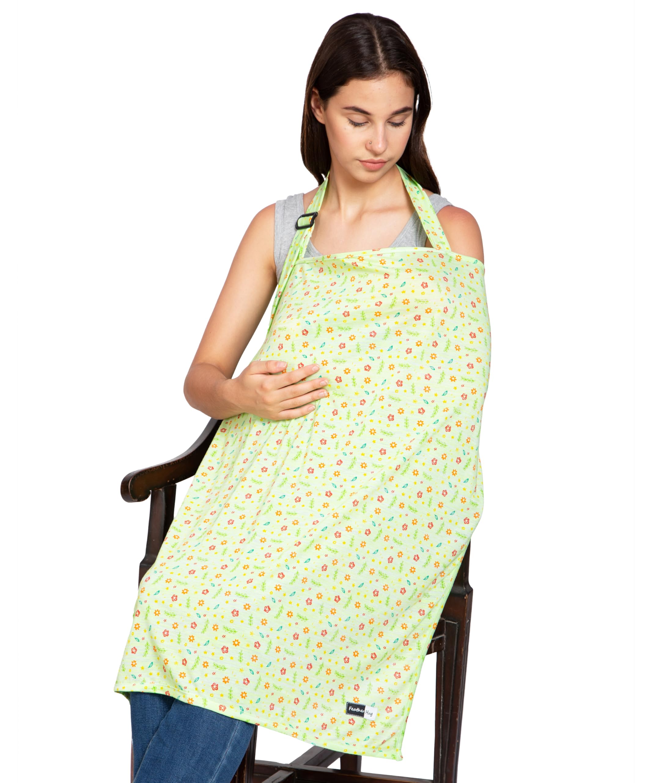 Feather Hug® Premium Nursing cover for breastfeeding - Feeding apron for mom, stretchy cotton feeding cover for mother, Real breathable breast feeding cover