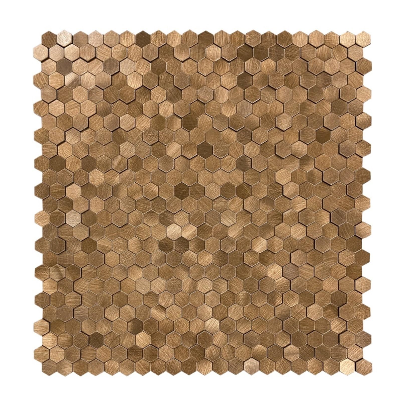 Metal splashback Peel and Stick Backsplash Hexagon Tiles, High-Low 3D On Mosaic Self Adhesive Wall Tile for Kitchen Bathroom(Bronze,6 Sheet)