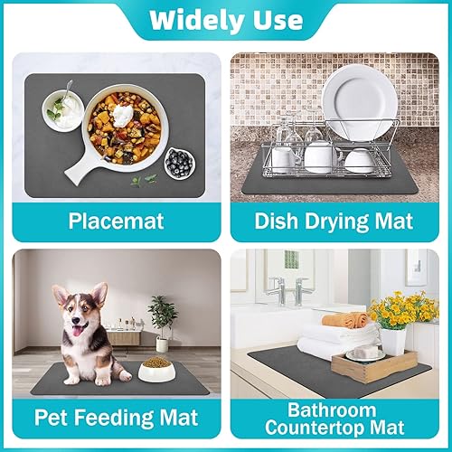 Miniatura 7 de PoYang Tapete de café extragrande de 31 x 17 pulgadas, accesorios de barra de café para encimera, tapete absorbente para secado de platos,