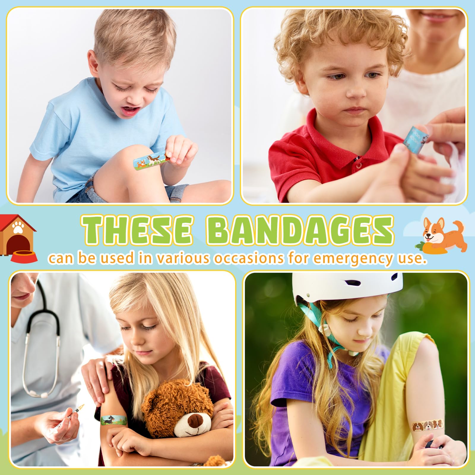 Panelee Jesusbandagen für Hunde, selbstklebend, Bauernhoftierverbände, 20 Stile, christliches Geschenk, niedlich, Cartoon, wasserdicht, atmungsaktiv, für Mädchen, Jungen, Kinder, Kleinkinder (Hund),