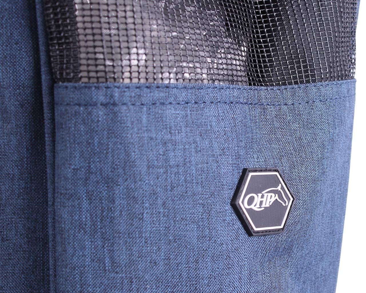 QHP Stiefeltasche mit Handgriff, abnehmbarem und verstellbarem Schultergurt (Blau)