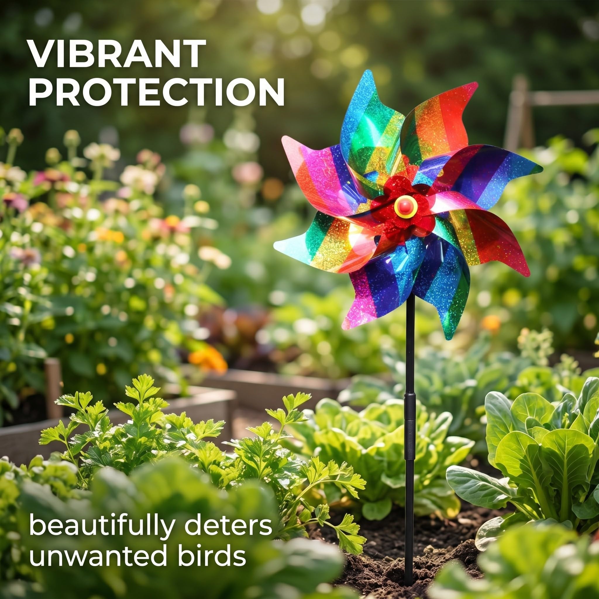 4 Pezzi Girandole Spaventa Uccelli,Con Effetto Riflettente,Per Decorazione Da Giardino Per Proteggere Frutteti,Alberi e Colture - Colorato