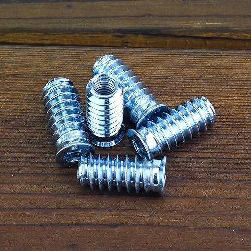 Miniatura 38 de 30 piezas de insertos roscados de 5/16"-0.709 x 0.787 in con llave hexagonal, insertos de madera, acero al carbono chapado en zinc azul