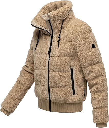 Navahoo Damen Winterjacke B648 - 100% Baumwolle Mit Teddyfell, Kapuze Abnehmbar