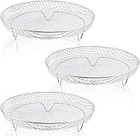 Vista 1 de 8 inch Air Fryer Racks, Air Fryer Universal Accessories, Baking Rack,Round Stackable Grill, Food-Grade Stainless Steel Kitchen Household, Fit all