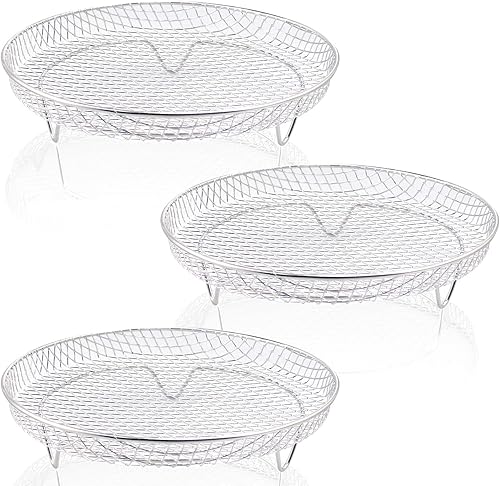 Estantes para freidora de aire de 8 pulgadas, accesorios universales para freidora de aire, estante para hornear, parrilla redonda apilable, acero
