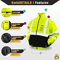Vista 4 de KwikSafety - Charlotte, NC - Chaqueta de seguridad GUARD, INVESTIGATOR & DISPATCHER [Capucha plegable] Clase 3 ANSI probado OSHA, Bolsillo