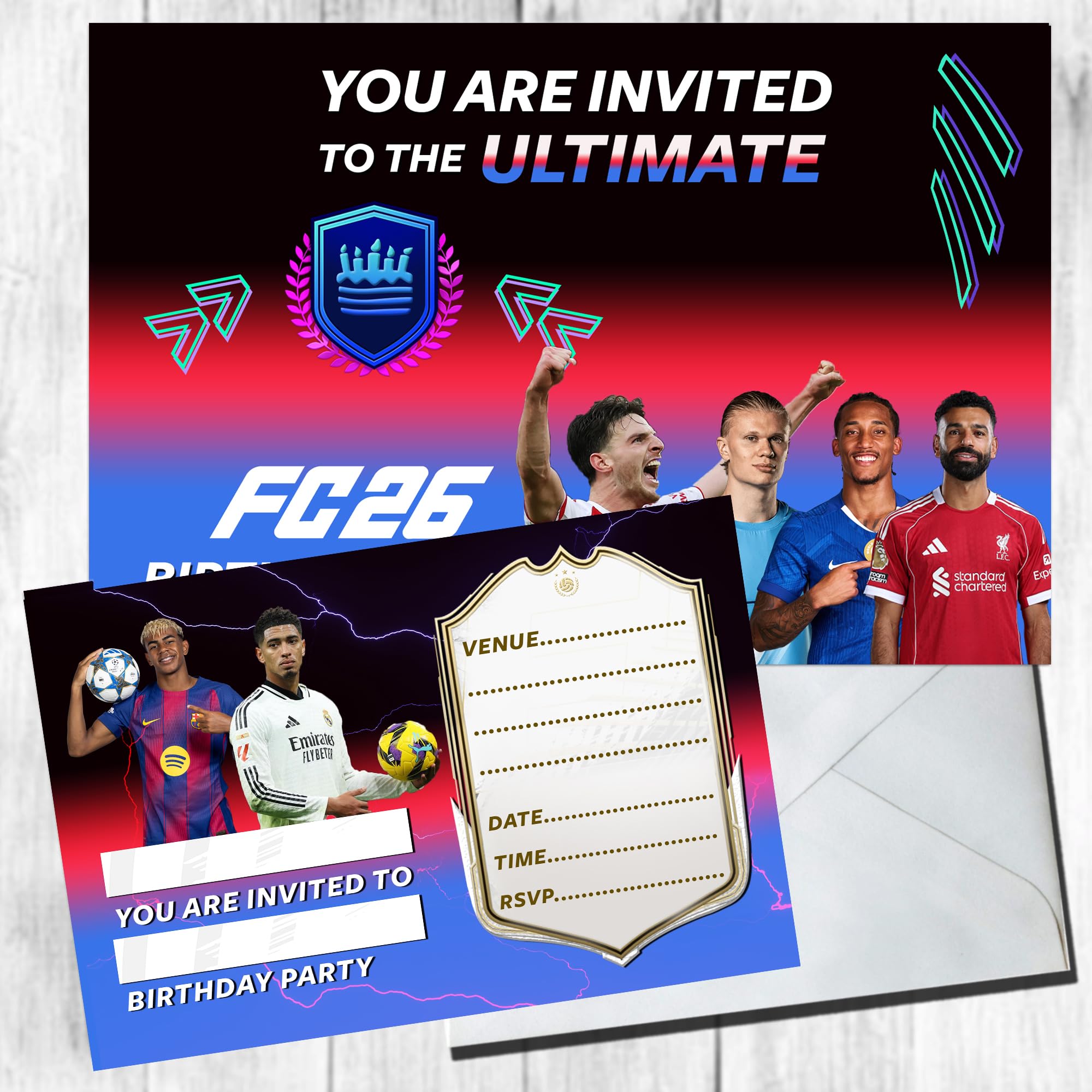 Football Party Invites Birthday Invitations & Envelopes (WRITE ON) New (Pack of 25 with envelopes)