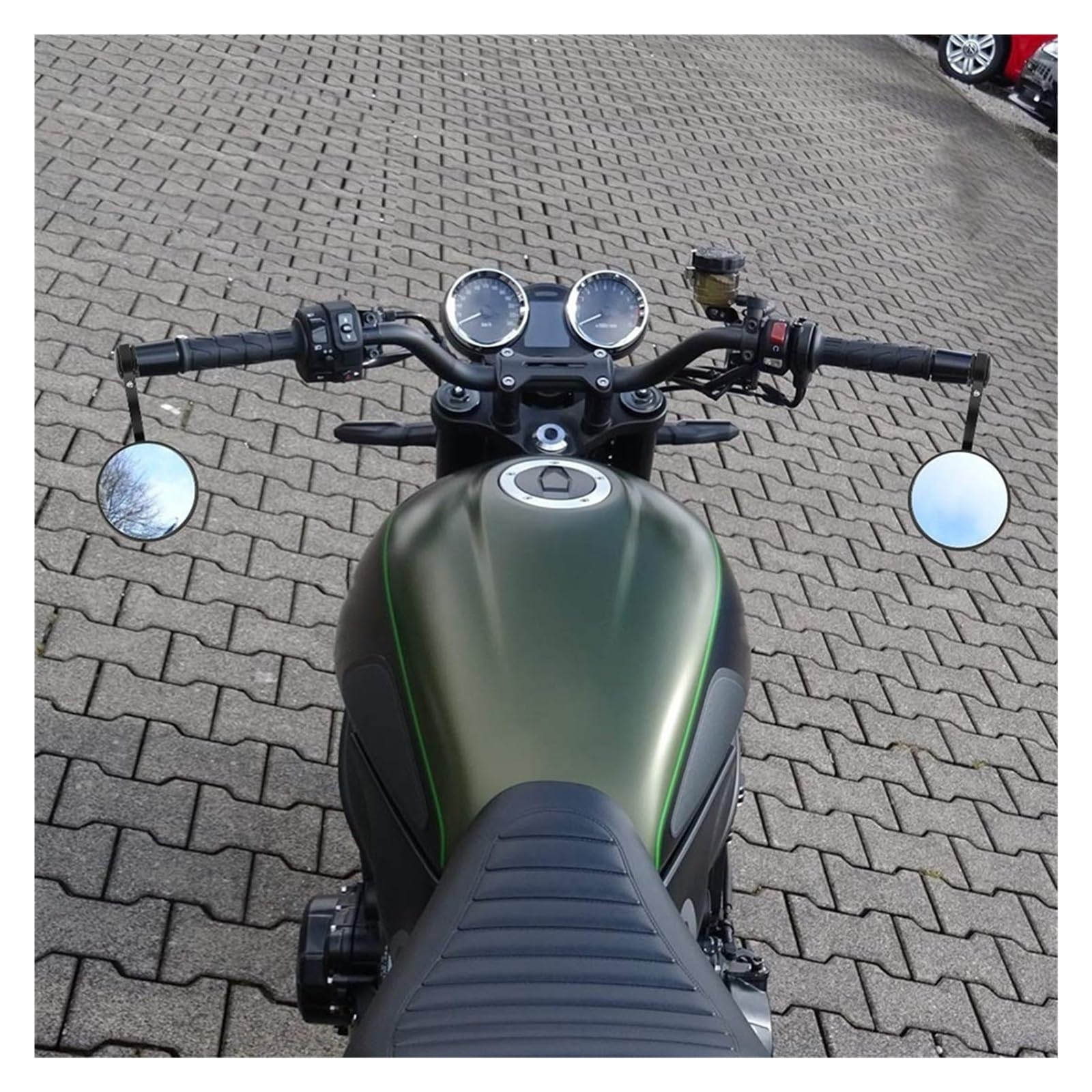 Moto Lusterko końcówkowe kierownicy Do Ninja 400 Z650 750 800 900 MT09 07 | Lusterko końcowe kierownicy motocykla Uniwersalne lusterka wsteczne 7/8 "22 mm(Round Bundle2)