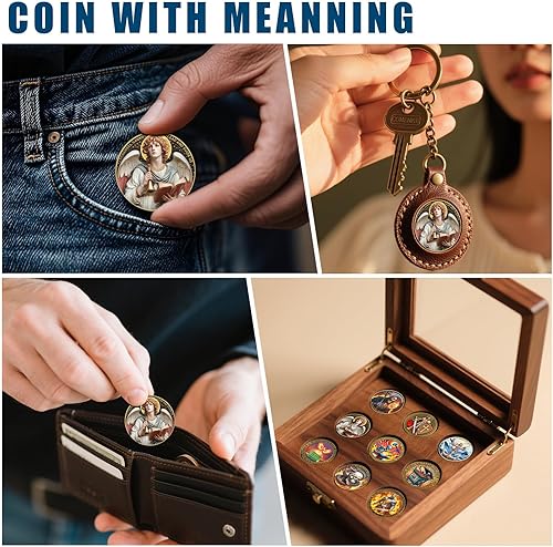 Miniatura 7 de Moneda de oración del Arcángel Gabriel  Santo patrón de la comunicación, ficha de bolsillo de mensajero divino para protección y orientación, regalo