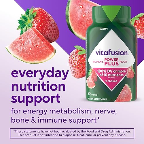 Miniatura 2 de vitafusion Power Plus - Gomitas multivitamínicas para mujer, 100% valor diario o más de 10 nutrientes, ayudan a apoyar los nervios, el metabolismo
