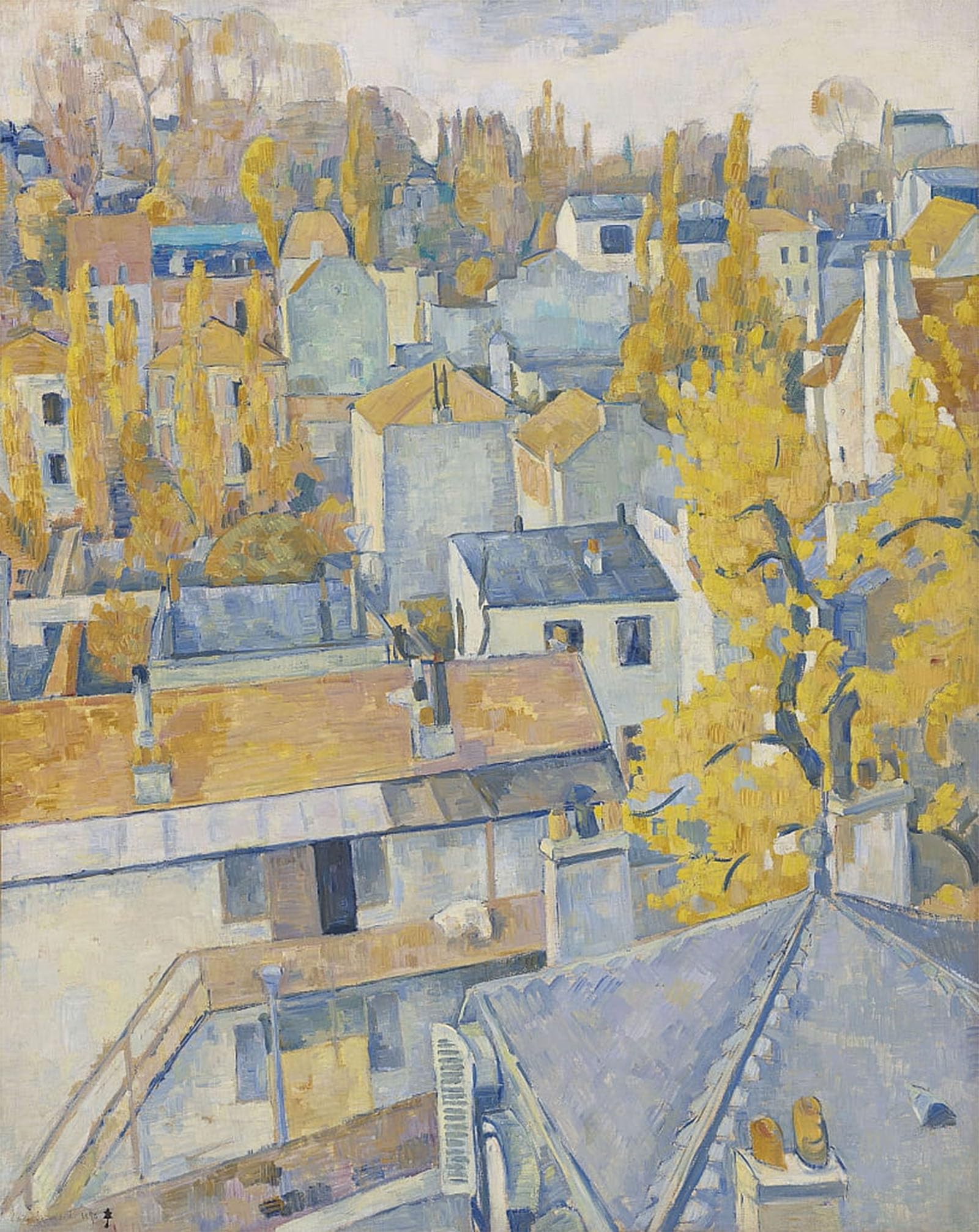 ARTXLXXBN Famous Prints Artwork Pictures Poster Painting Art Rooftop View by Emile Bernard Artwork Landscape Pictures for Home Decor 60x90cm