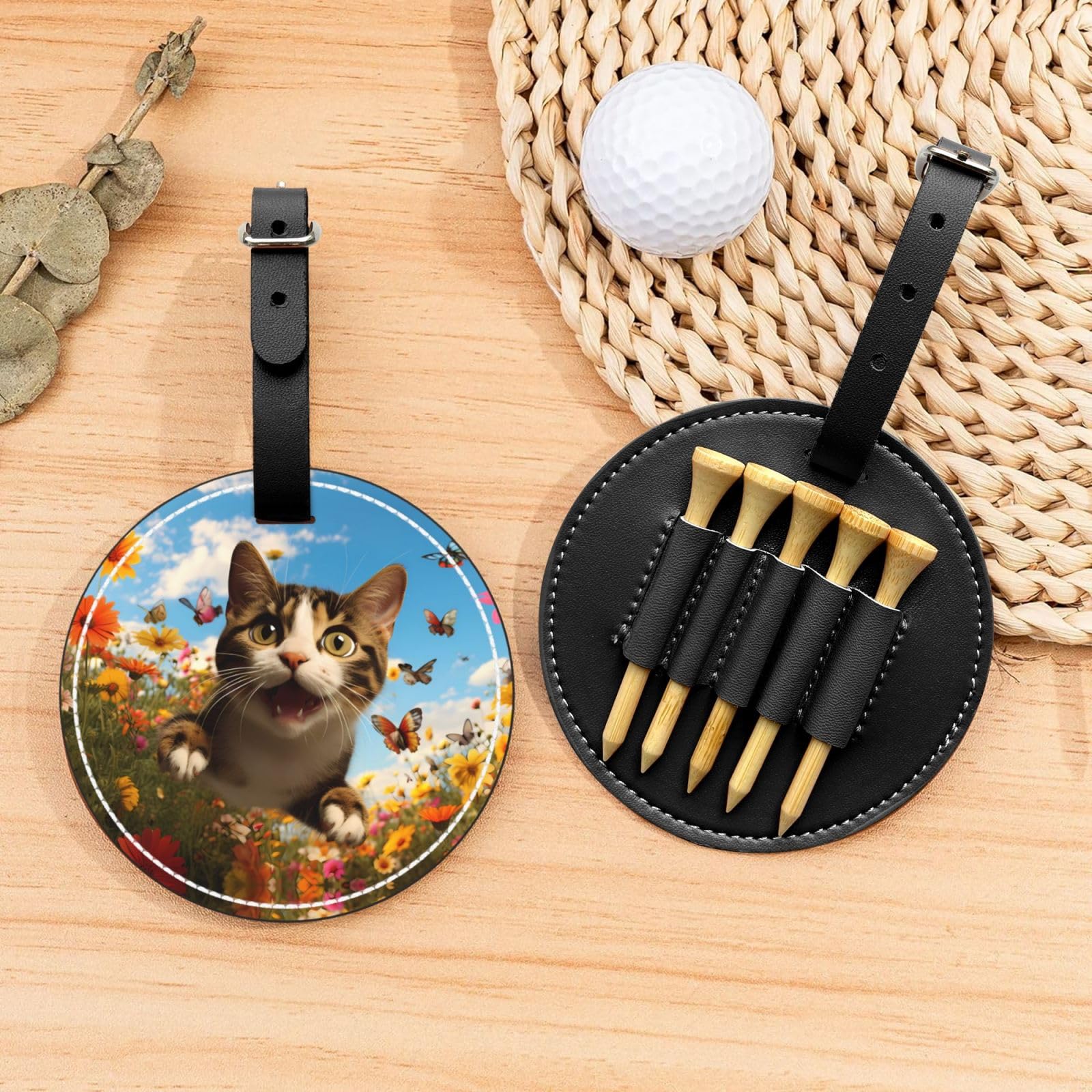 Jumping Cat Black Golf tee Storage Bag - Durable and wear-Resistant Golf Accessories