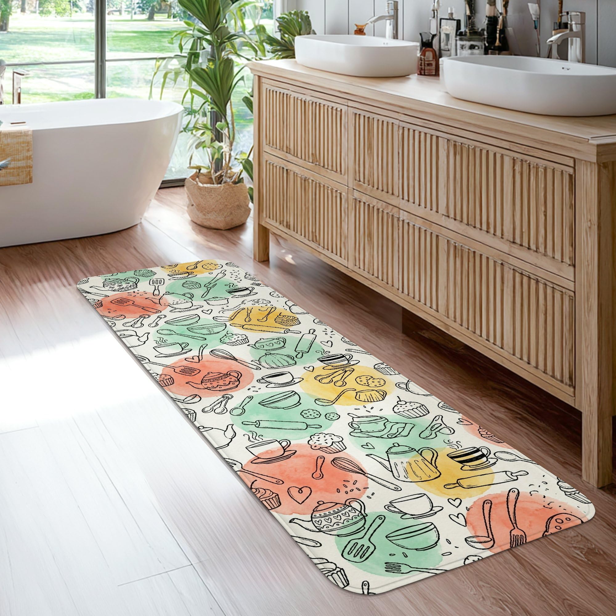 Tapis de sol antidérapant avec bordure pour couloir et buanderie