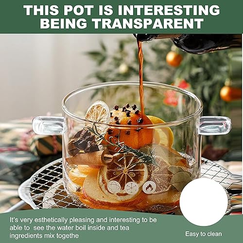 Miniatura 5 de Olla de vidrio transparente de 64 oz64.2 fl oz para cocinar en la estufa con tapa, juego de utensilios de cocina de vidrio para fideos de pasta,