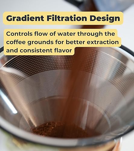 Miniatura 3 de Filtro de café de metal reutilizable para cafeteras de vidrio Chemex de 6, 8 y 10 tazas alternativa de acero inoxidable para elaboración de cerveza