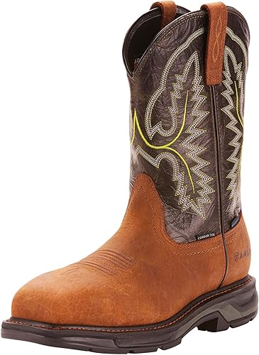 Miniatura 2 de ARIAT Workhog Xt - Botas de trabajo impermeables con punta cuadrada ancha para hombre, Aceitado Marrón Oscuro/Negro