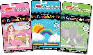Melissa & Doug On the Go Scratch Art Activity Books Set - Fairy Tales, Favorite Things, Safari Animals