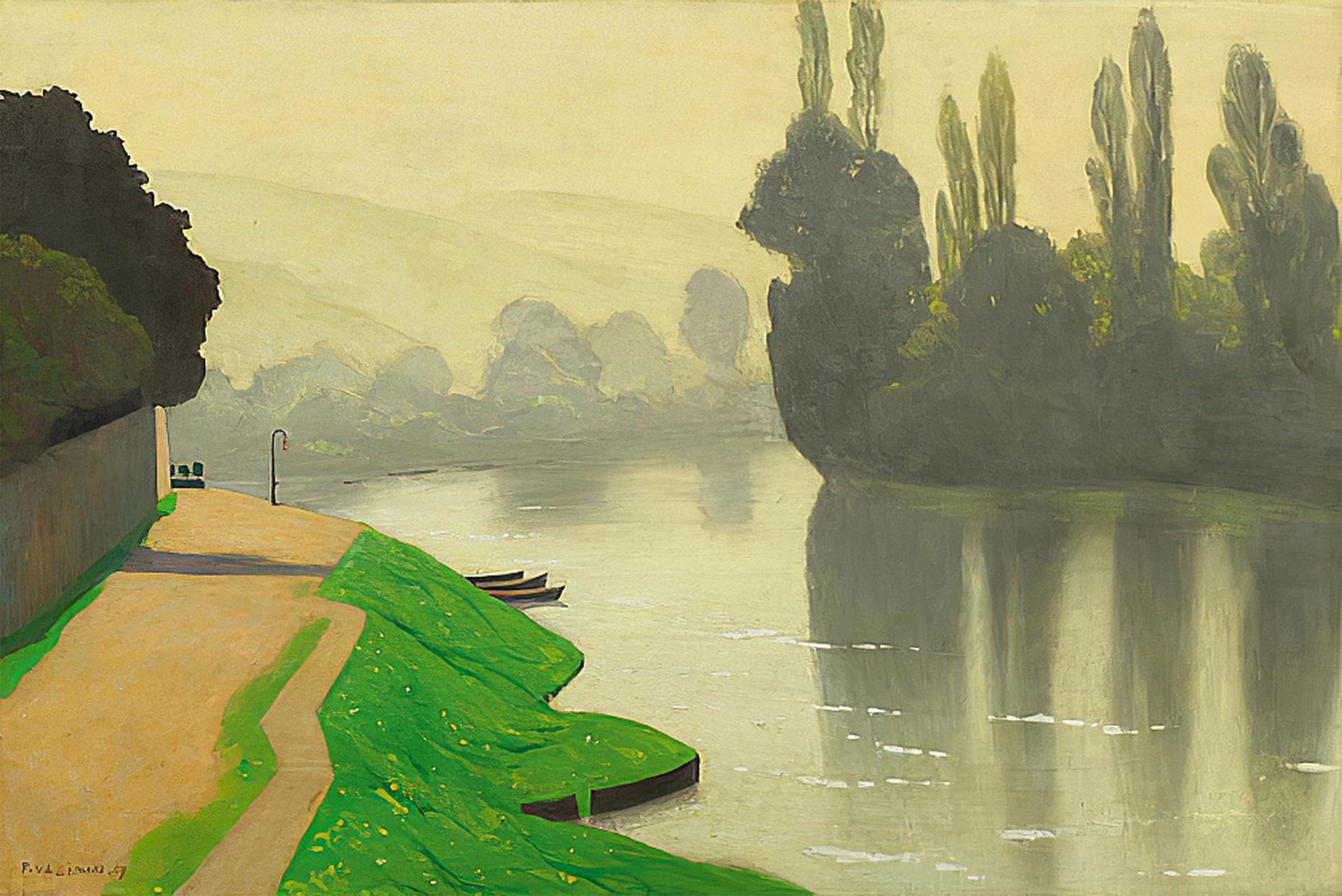 Arte lienzo Nebbia mattutina a Les Andelys pintura de Félix Vallotton gran formato 60x90 5