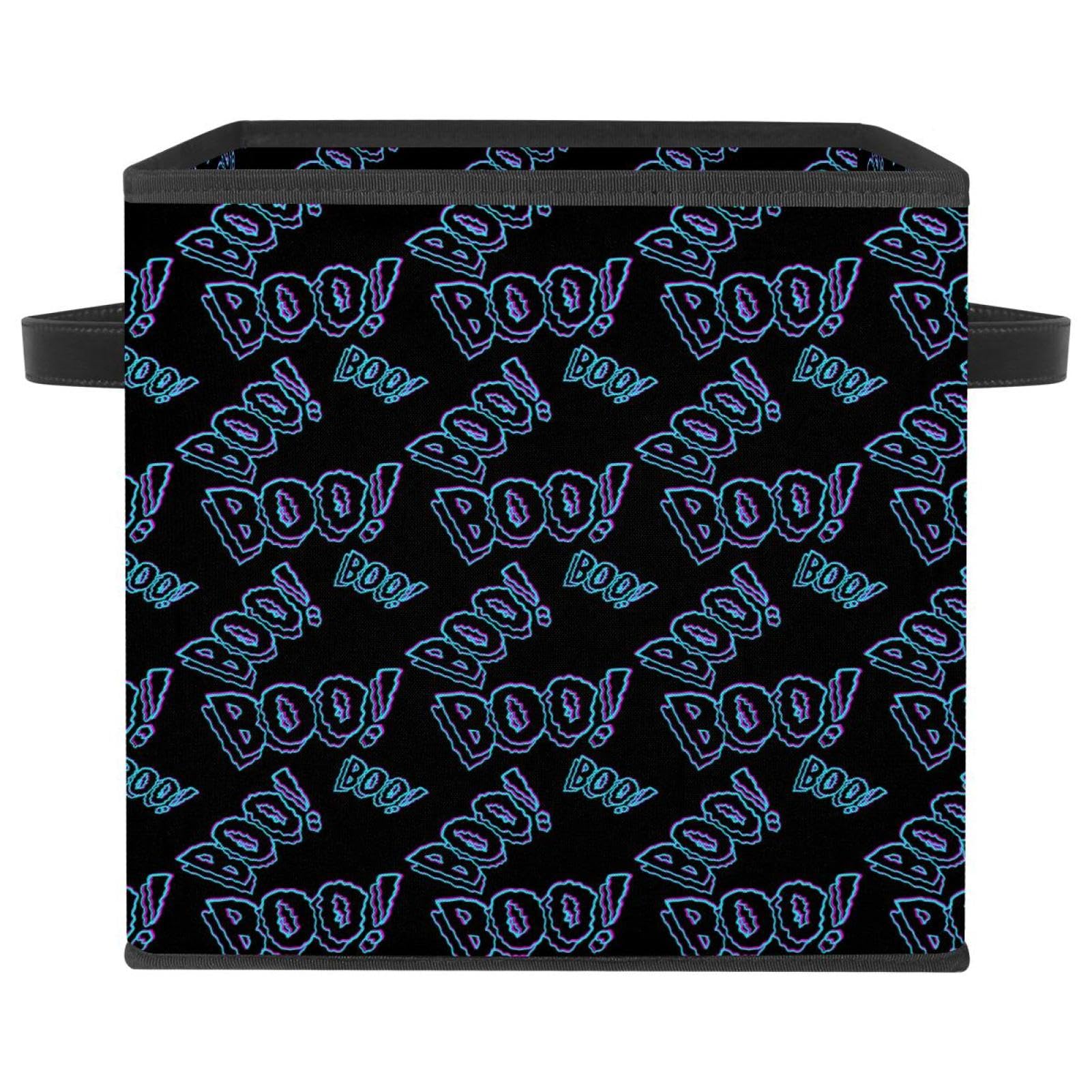 Boîte de rangement pliable Boo Word en tissu cube avec poignées pour vêtements