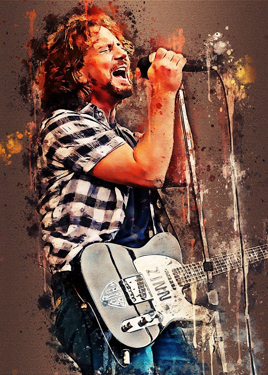 Eddie Vedder Wall Art for Living Room and Bedroom Decorations Prints Pictures on Canvas 1 Piece Framed or Unframed for Women and Men Gift (12inx18in,Unframe)