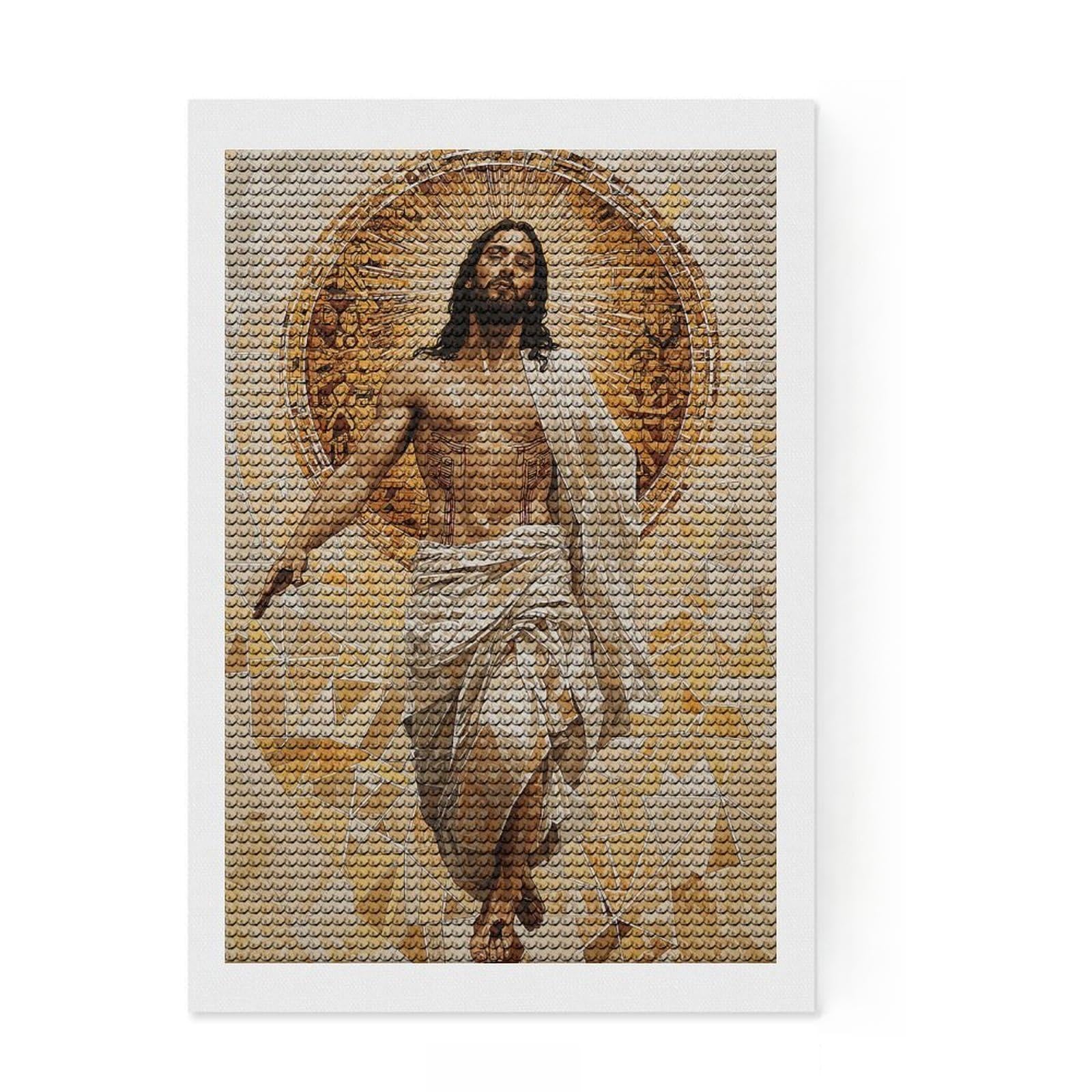 Junmoney Modern Jesus Painting DIY Diamond Art Canvas Kit 8"x12", Calming Craft to Unwind, Adhesive Canvas, Aesthetic Room Decor, Christmas Gift
