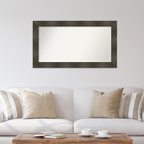 Miniatura 4 de Amanti Art Brown Bathroom Mirror for Over Sink, 27x48 Custom Made Rail Rustic Char Rectangle Vanity Mirror, Oversize Country Rustic Wood Frame,