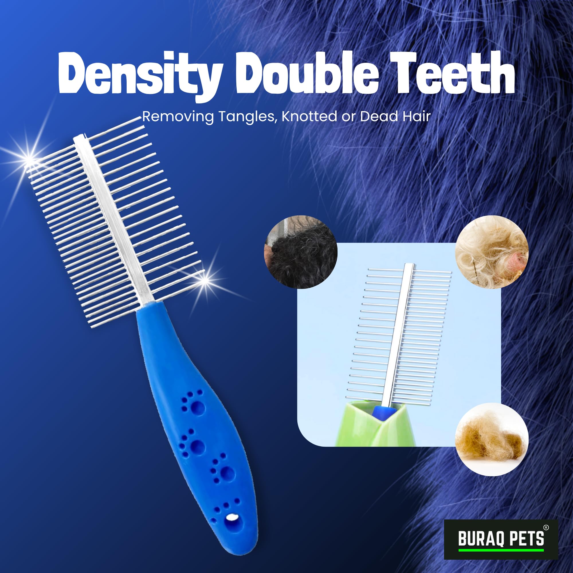 Buraq Pets Double Side Stainless Steel Needles Pets Comb, Hairbrush Grooming for Dogs Cat Cleaning Supplies Cat Comb Or Dog Comb (Dual Side Comb) 4