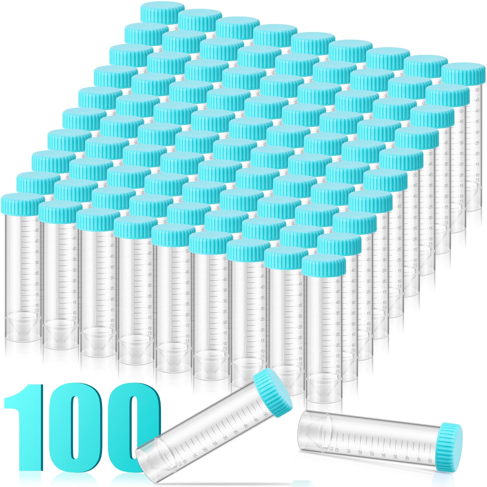 Xuhal 100 provette per centrifuga da 50 ml, 28 x 116 mm, in plastica, verde